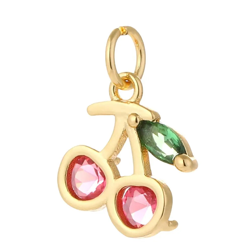 Breloque pour bijoux cerise doré
