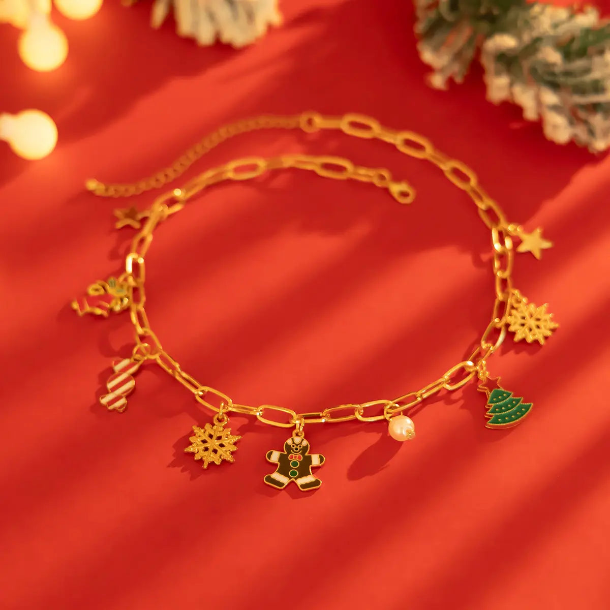 Collier à breloques de noël avec biscuit