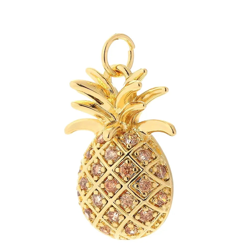 Breloque pour bijoux ananas brillant doré