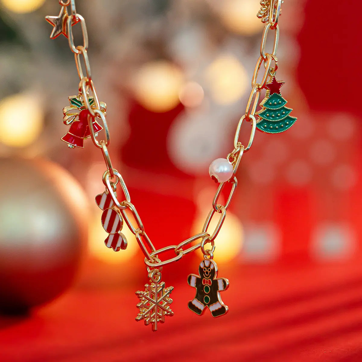 Collier à breloques de noël avec biscuit