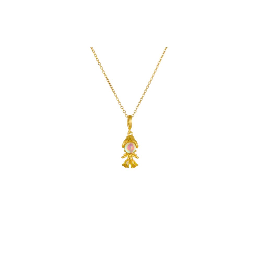 Collier breloque cristal doré et jaune