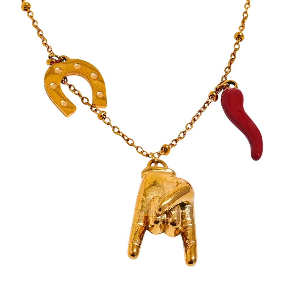 Collier breloques rock doré