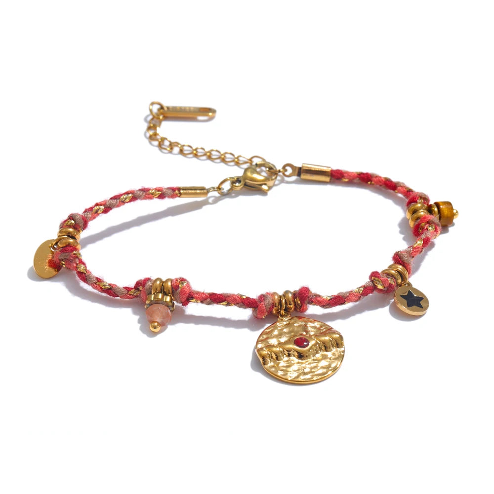Bracelet breloque vintage rouge et doré