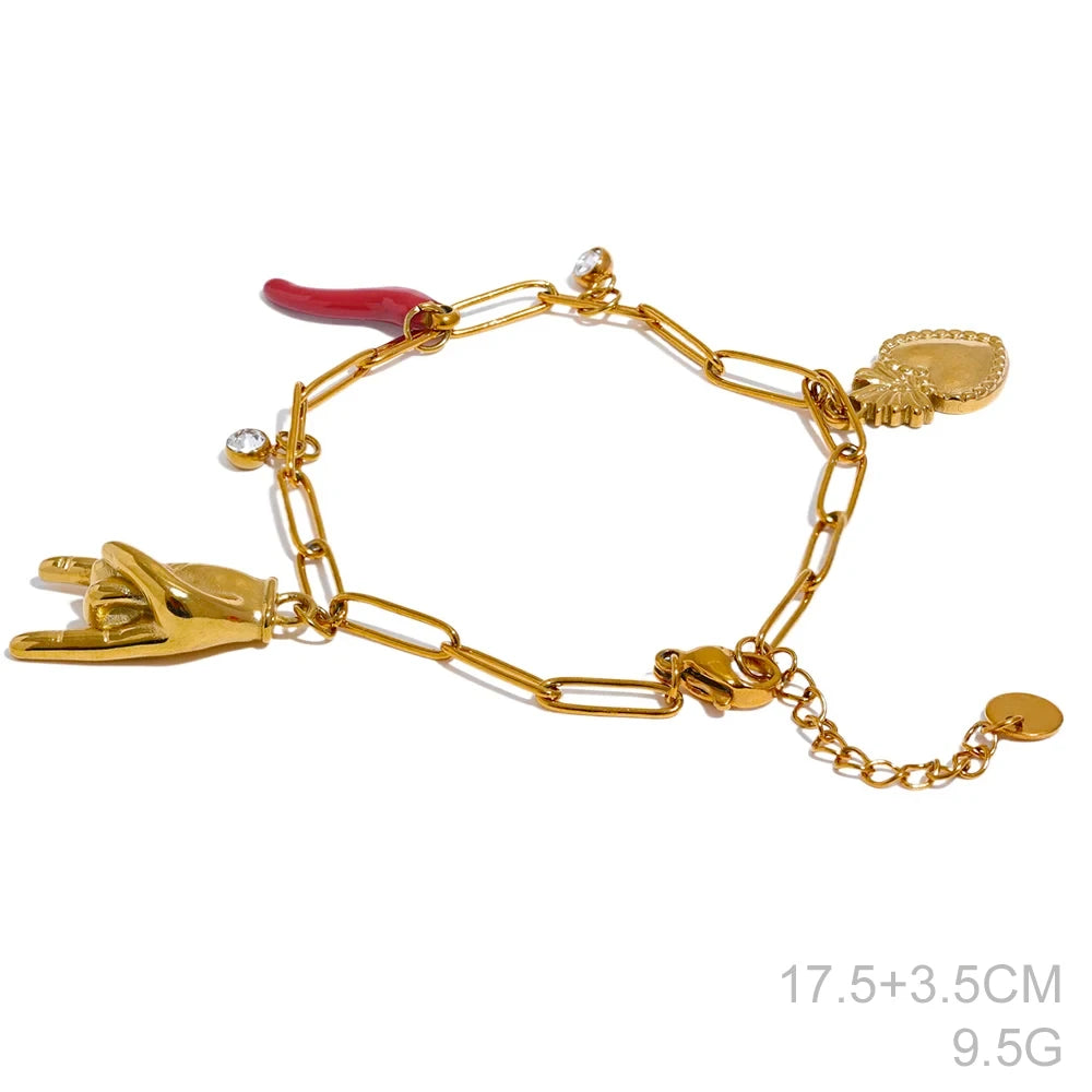 Bracelet breloque rock doré