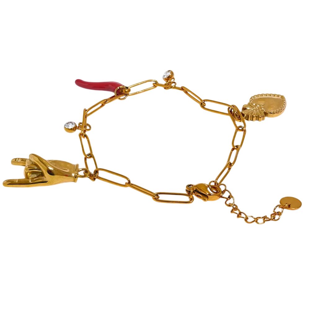 Bracelet breloque rock doré