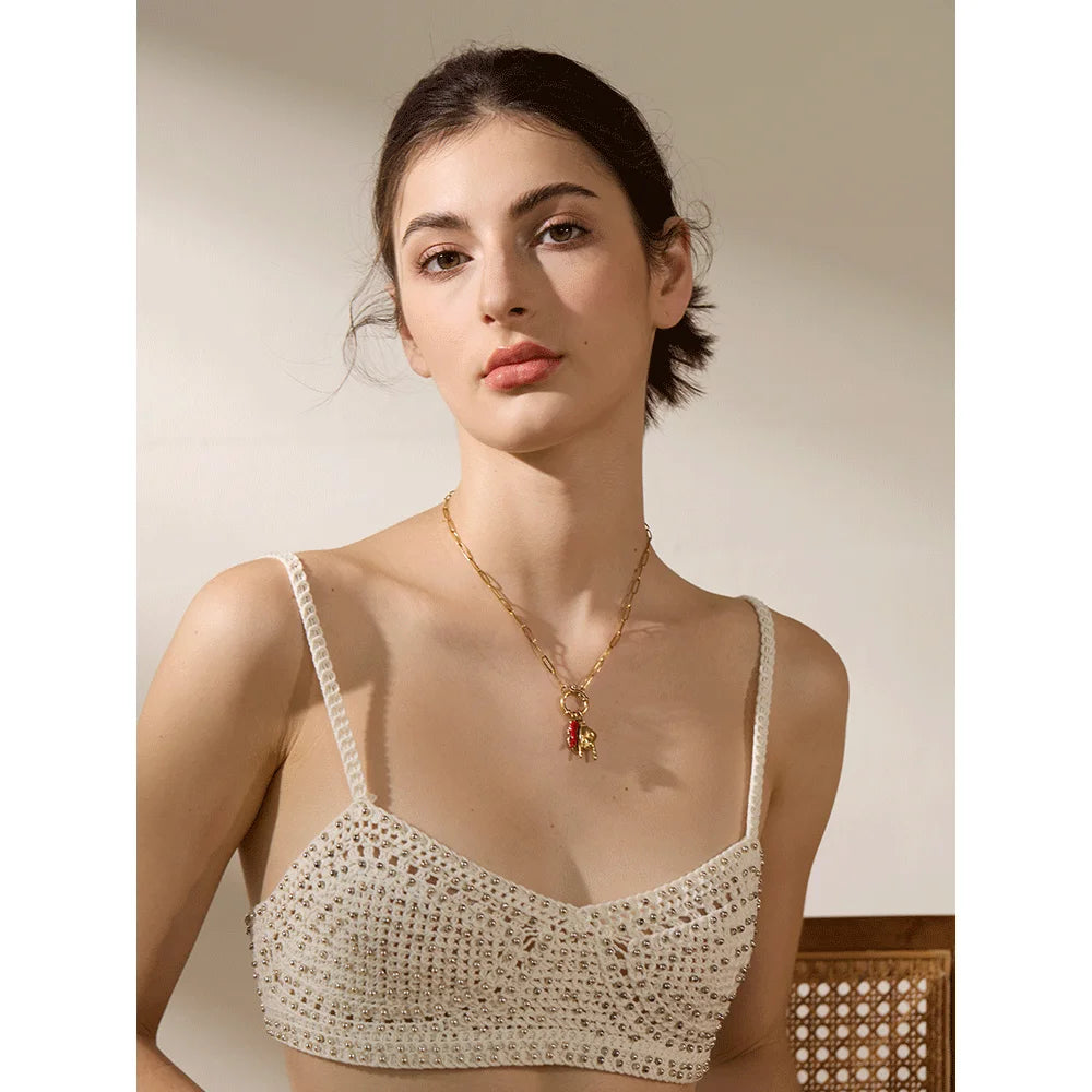 Collier breloque rock doré