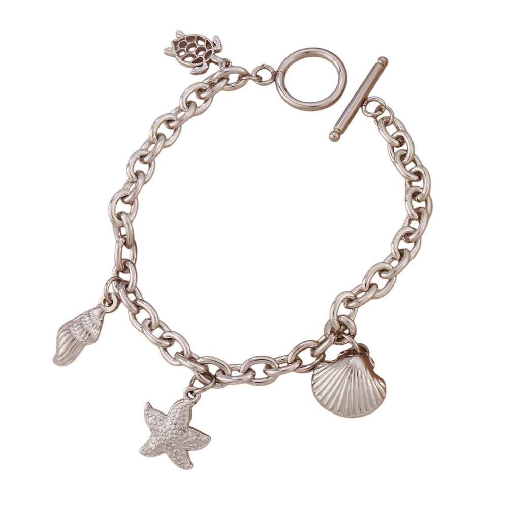 Bracelet breloques avec étoile de mer argenté à bascule