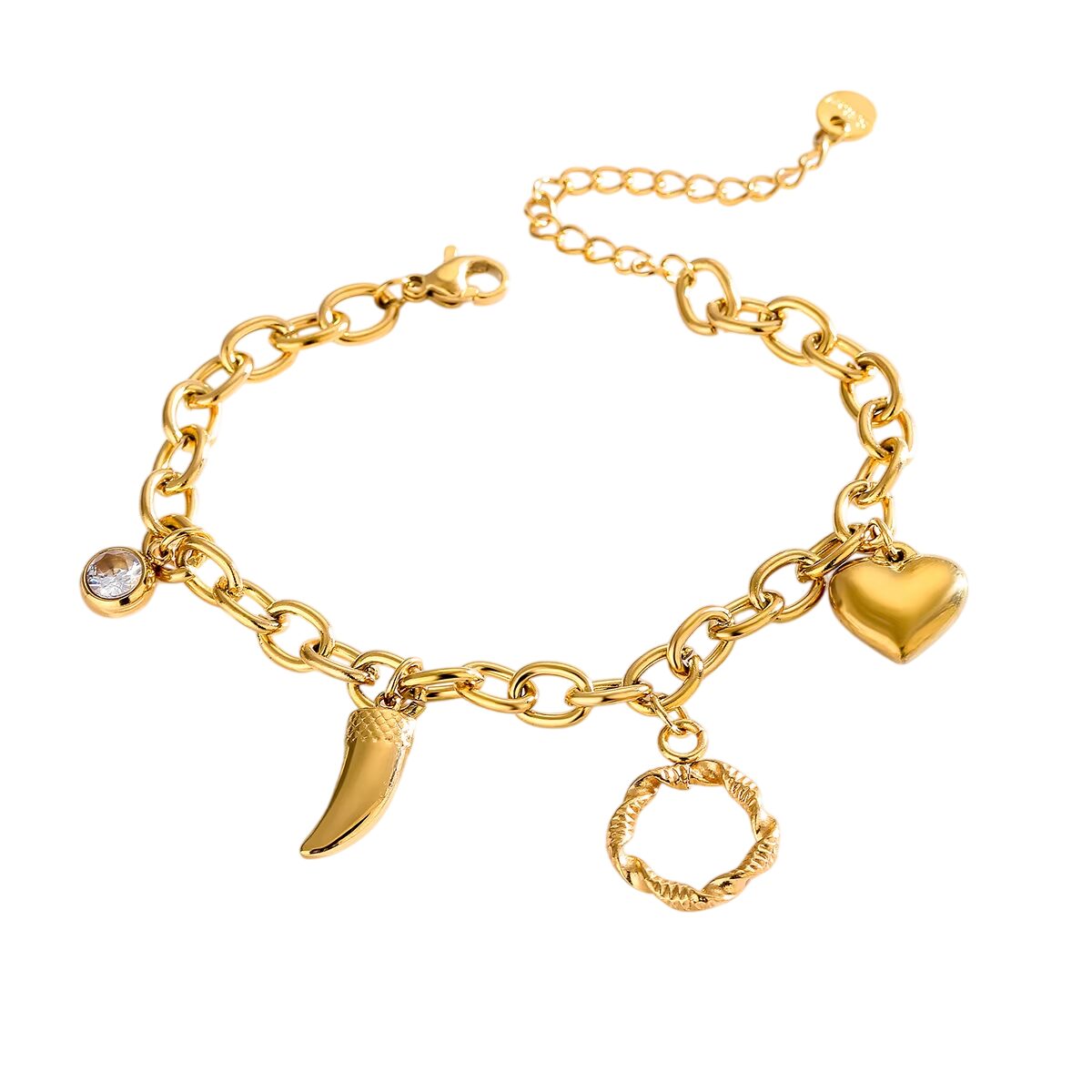 Bracelet breloques doré avec corne