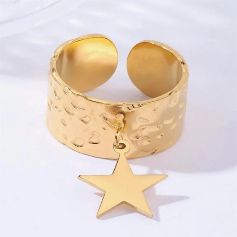 Bague breloque ajustable étoile dorée