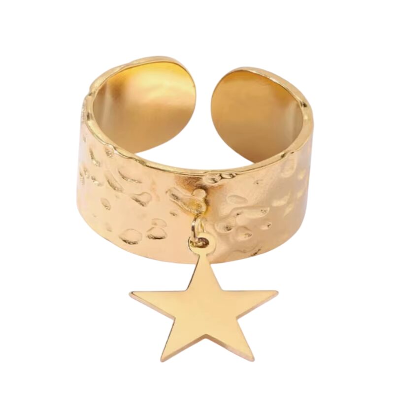 Bague breloque ajustable étoile dorée