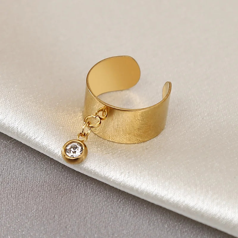 Bague breloque cristal dorée