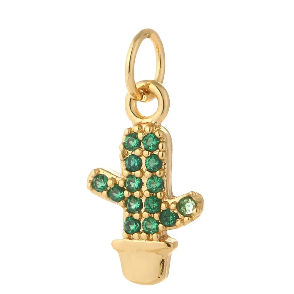 Breloque pour bijoux cactus doré
