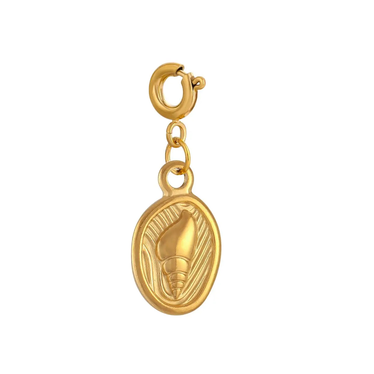 Breloque bijoux médaille coquillage doré avec crochet