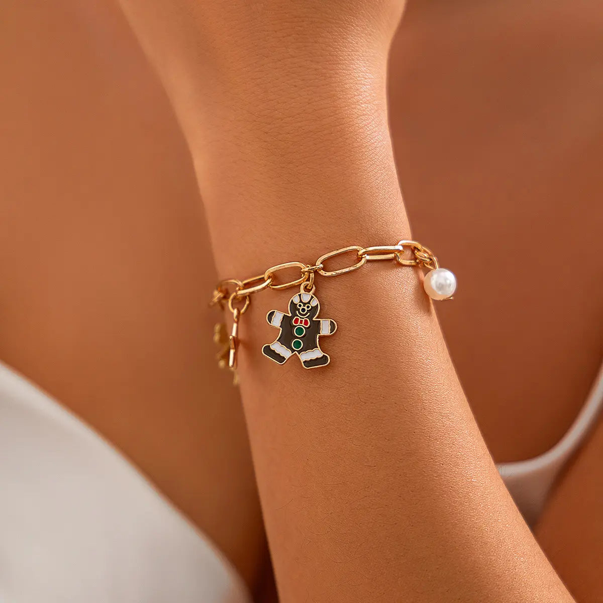 Bracelet à breloques de noël avec biscuit