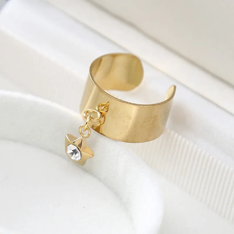 Bague breloque étoile et cristal dorée