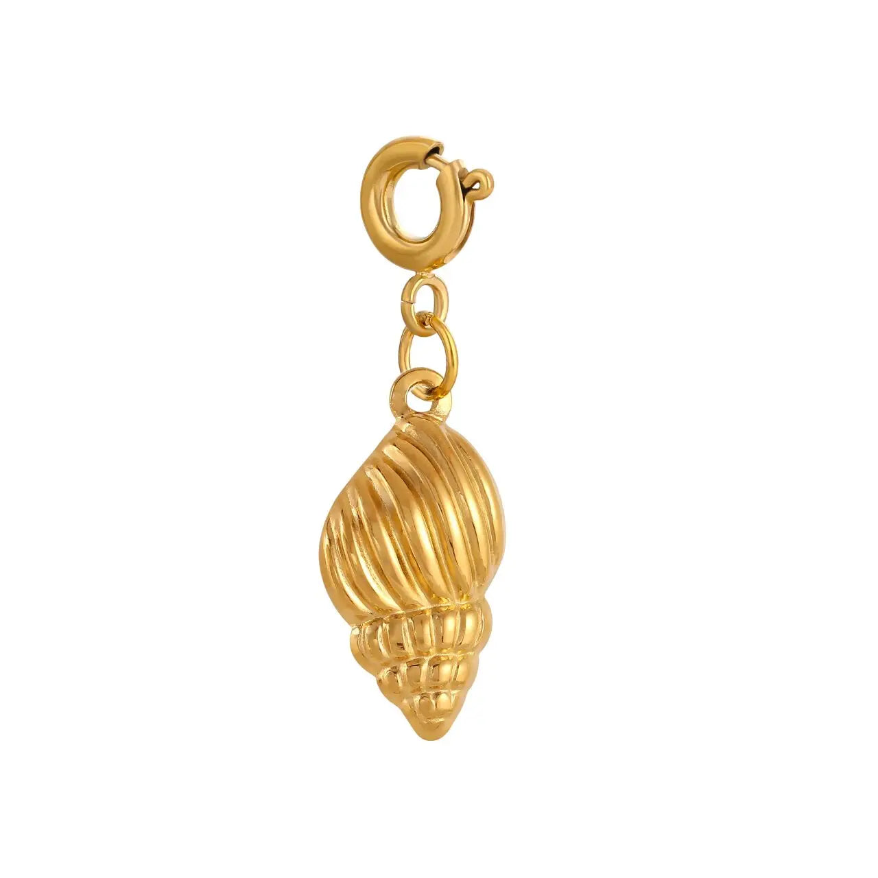 Breloque bijoux coquillage doré avec crochet