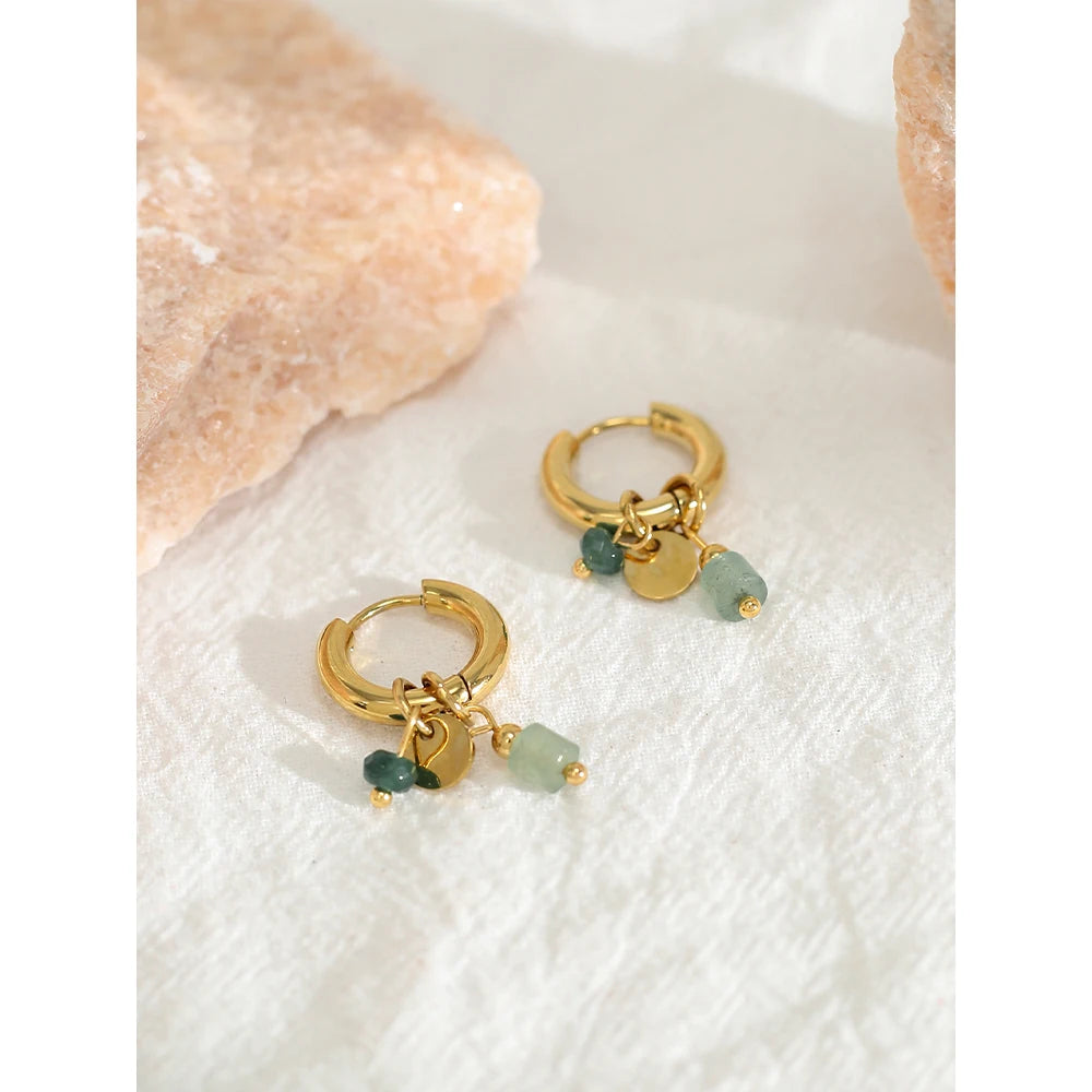 Boucles d'oreilles créoles à breloques vertes