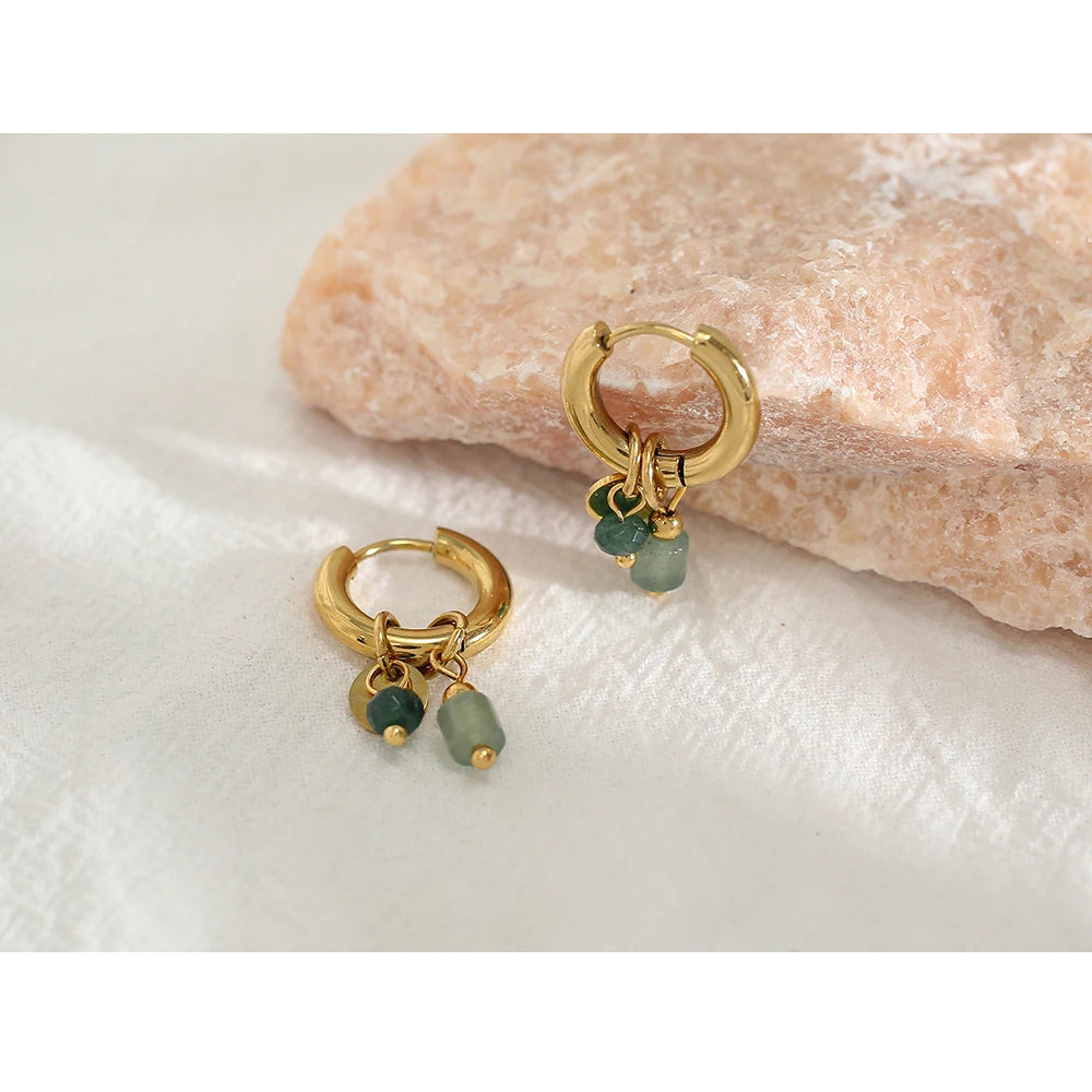 Boucles d'oreilles créoles à breloques vertes