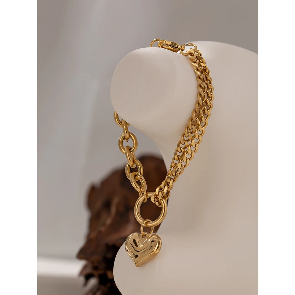 Bracelet à breloque unique coeur doré