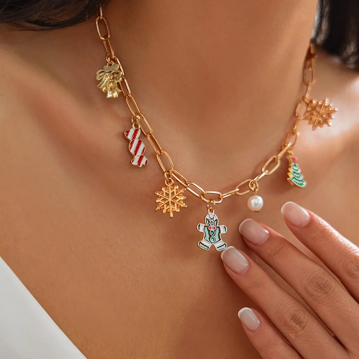 Collier à breloques de noël avec biscuit