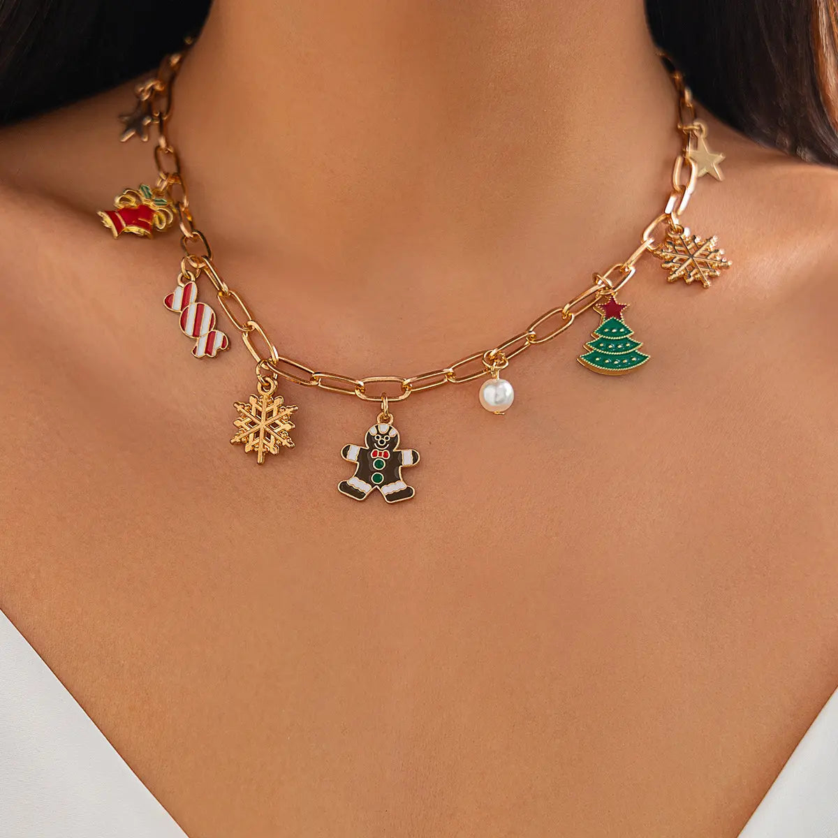 Collier à breloques de noël avec biscuit