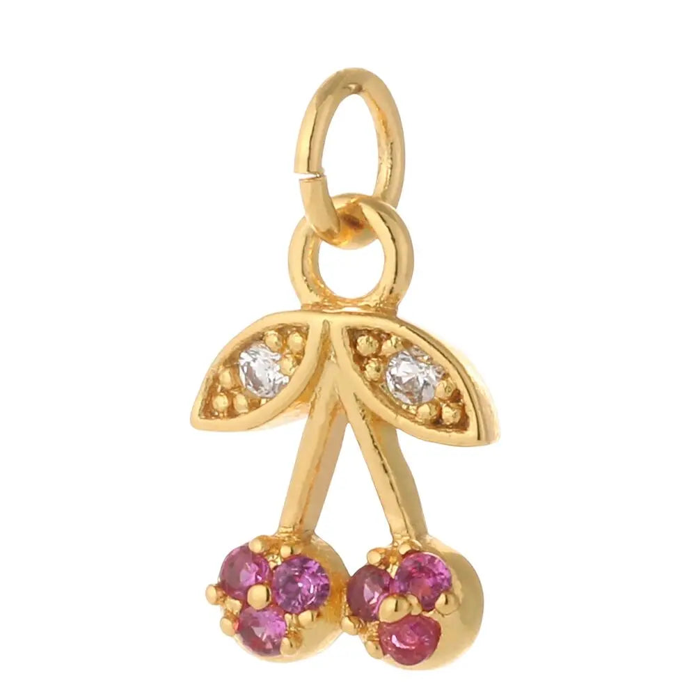 Breloque pour bijoux cerise brillante doré