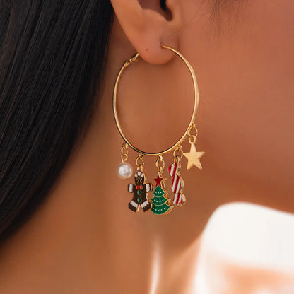 Boucles d'oreilles à breloques de noël avec biscuit