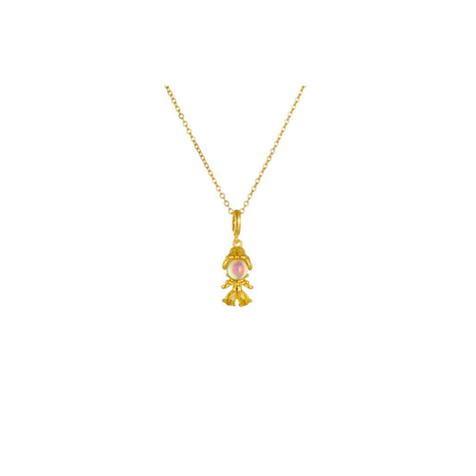 Collier breloque cristal doré et jaune