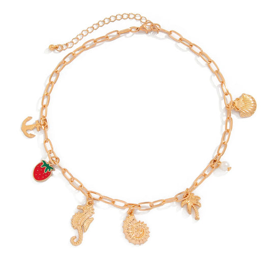 Collier breloque coquillage doré