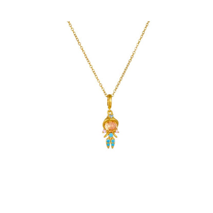 Collier breloque cristal doré et turquoise