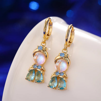 Collier breloque cristal doré et turquoise