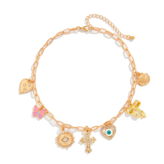 Collier breloque croix doré