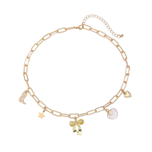 Collier breloque noeud papillon doré