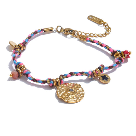Bracelet breloque vintage mutlicolore et doré