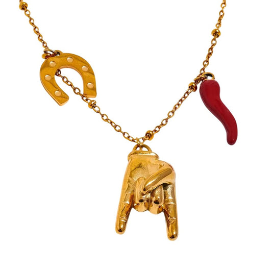 Collier breloques rock doré