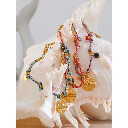 Bracelet breloque vintage rouge et doré