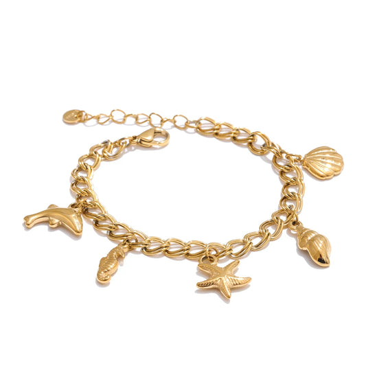 Bracelet breloques de la mer dorées