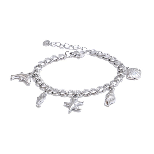 Bracelet breloques de la mer argentées