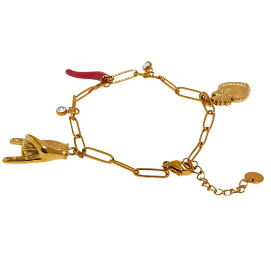Bracelet breloque rock doré