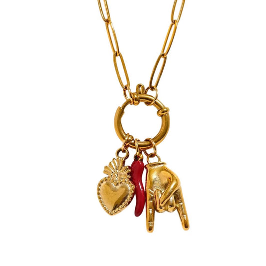 Collier breloque rock doré
