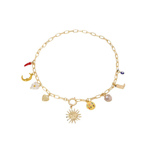 Collier breloque soleil doré