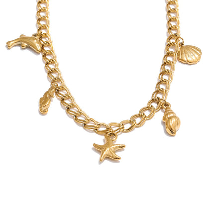 Collier breloques de la mer dorées