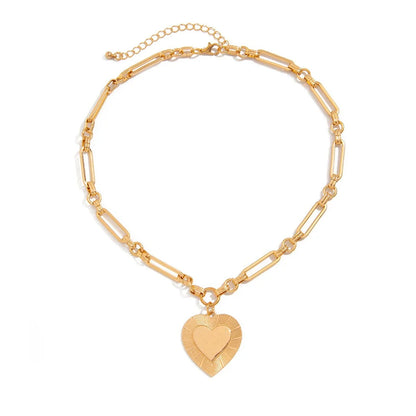 Collier breloque gros coeur doré