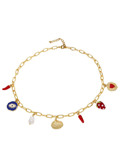 Collier à breloques coquillage doré