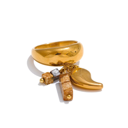 Bague à breloques cubes dorées