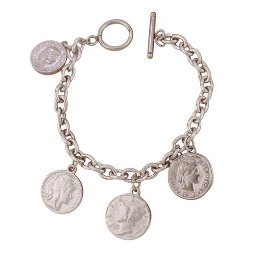 Bracelet breloques avec médailles argenté à bascule