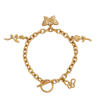 Bracelet breloques avec papillon doré à bascule