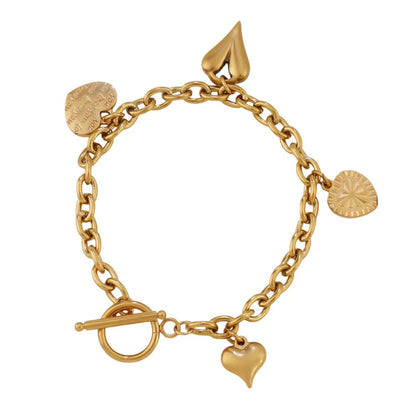 Bracelet breloques avec coeur doré à bascule