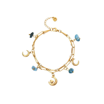 Bracelet à breloques avec lune et coeur doré