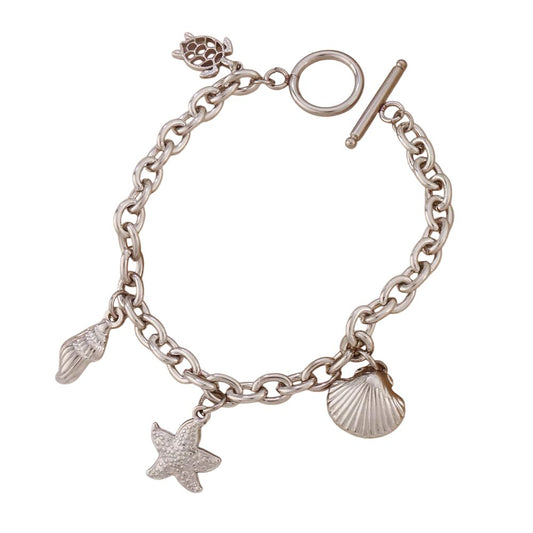 Bracelet breloques avec étoile de mer argenté à bascule